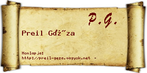 Preil Géza névjegykártya
